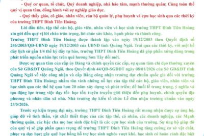 Thư ngỏ đón trường đạt chuẩn